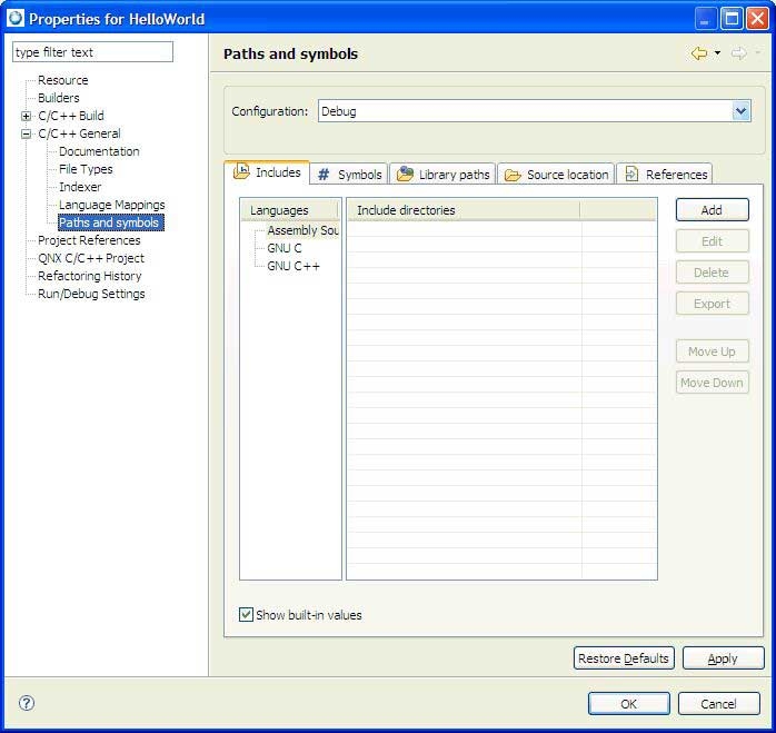 Setting path and symbol infomation