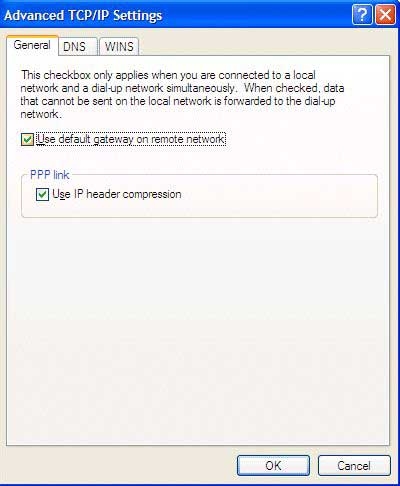 Advanced TCP/IP Settings dialog