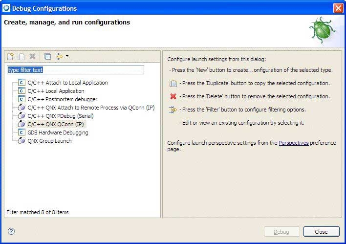 Launch Configurations dialog