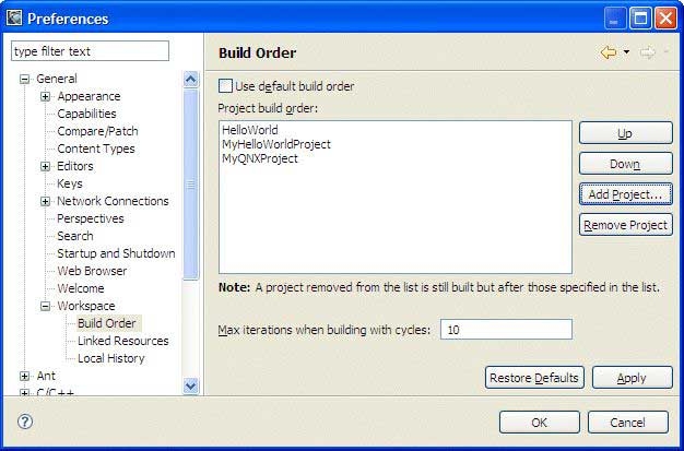 Build Order preferences