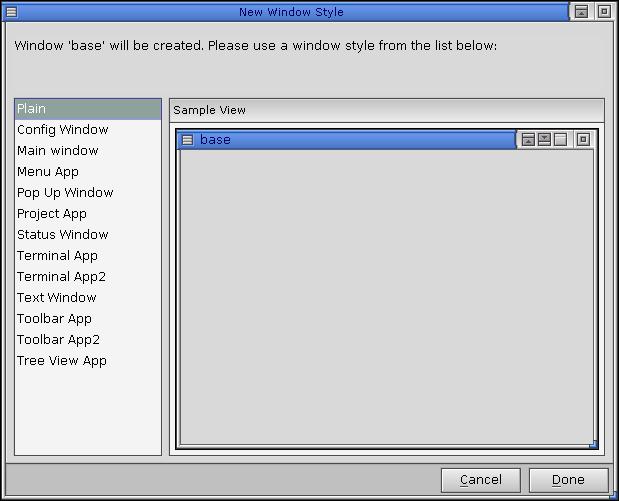 Choosing the style of the base window